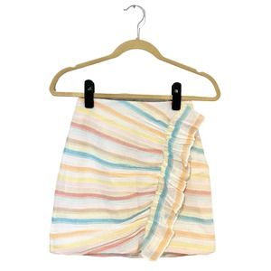 Lovers + Friends Revolve Rainbow Ruffle Paperbag Waist Mini Skirt XS